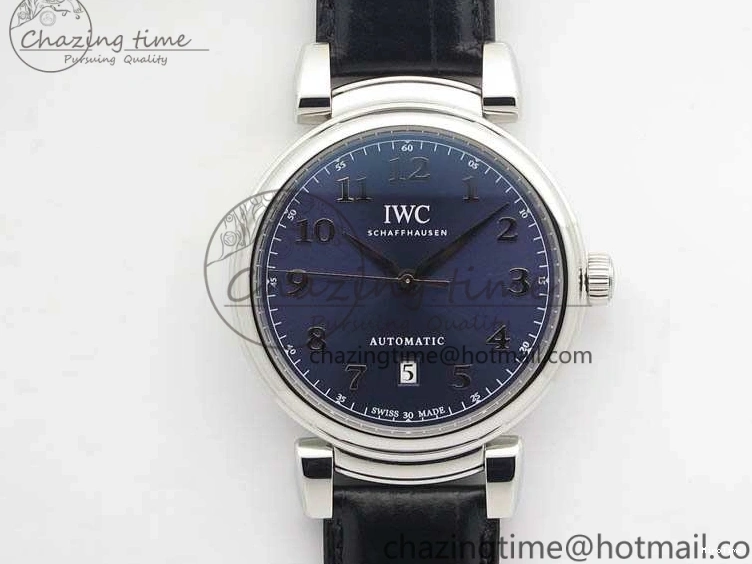 MIROTIME 0209 Da Vinci IW356601 SS TW 1:1 Best Edition Blue Dial On Black Leather Strap A Durable 7239